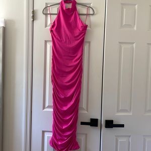 Superdown Mallory High Neck Dress. Hot pink. Size small